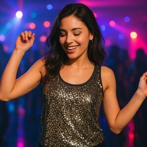 Rue21 Sequin Tank Top Black Gold Sparkle S Clubwear Party Top Stretch Bling Y2K